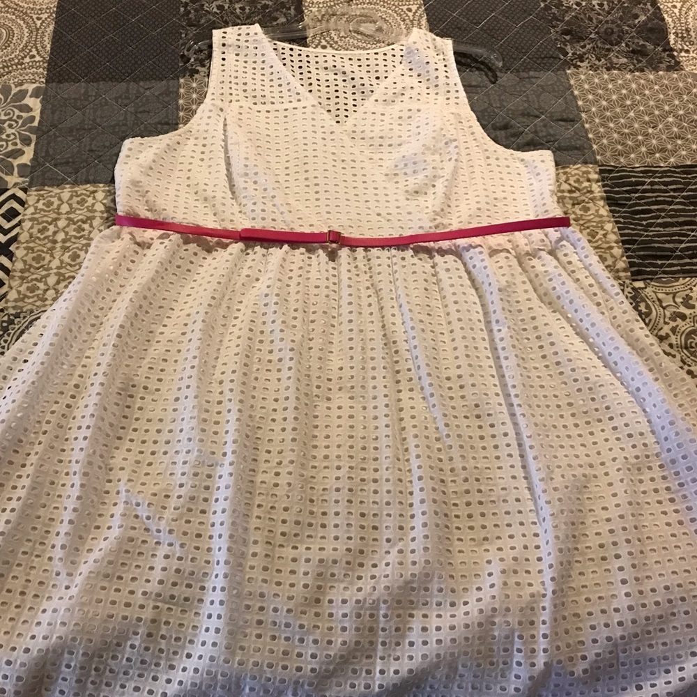 NWT white dress with pink belt and matching jacket